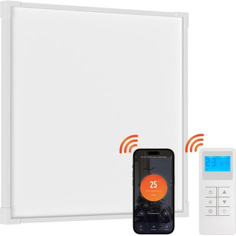 Jiubiaz Radiatore a infrarossi connesso 60 x 60 cm - 360 W - Bianco - Riscaldamento a soffitto - Con angoli di protezione (1/2)