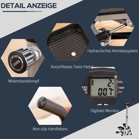 Stepper - Écran LCD - Vitesse réglable - Noir - 55x53x128 cm - 12 kg (1/5)