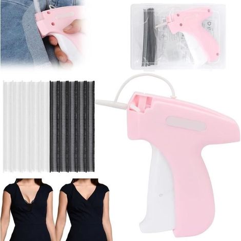 Etiqueteuse de Vêtement, Réparateur de Vetement Prix Etiquette Pistolet avec 5 Aiguilles, 500 Attaches Micro Blanc et 500 Noir, Rose (1/4)
