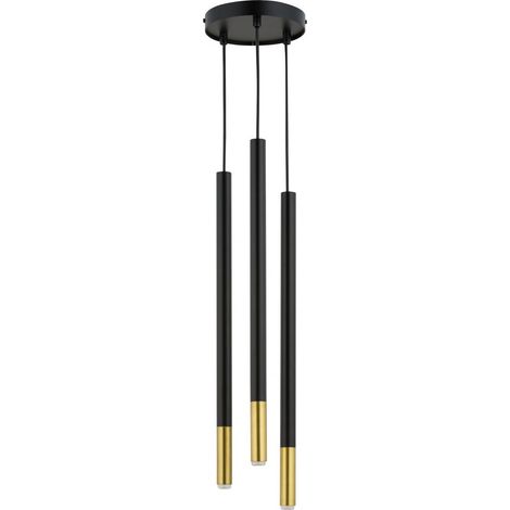 Suspension minimaliste noir/or 3 tubes Sopel Due G9 Sigma