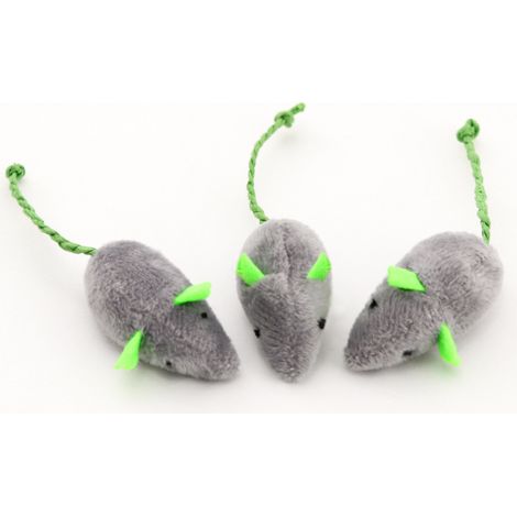 (gris) jouets pour chat, peluches souris pour chat, souris colorées et amusantes (1/4)