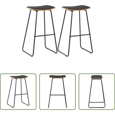 Barhocker Set - Barhocker 2 Stk. Schwarz Kunstleder (1/5)