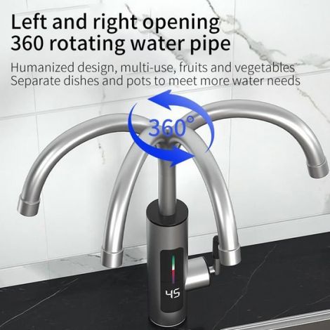 Robinet d'eau électrique instantané, chauffe-eau 3000W,, noyau chauffant en acier inoxydable a1 (1/4)