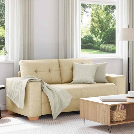 Modernes Sofa 140 cm Stoff Creme mit Multiplex-Armlehnen für Wohnzimmer (1/5)