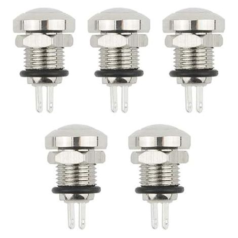 Lot de 5 interrupteurs à bouton-poussoir momentanés étanches 8 mm 1 A 24 V 1 NO (1/5)