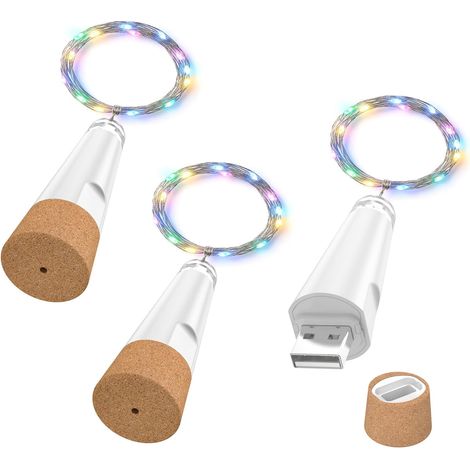 Guirlande Lumineuse Bouteille, Lumières LED Rechargeables USB avec Bouchon, Fairy Lights pour Vin, Décoration Noël (1/5)
