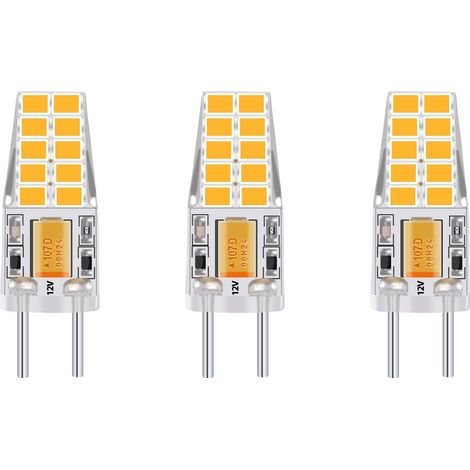 3-PCS 3W 12V G6.35 LED Ampoule Culot T3 / T4 / T5 G6.35 / GY6.35 Base Blanc chaud 3000K Remplacement de 30W Ampoule Halogène pour l’Éclairage Sous-Cabinet Lumière Lampe de Bureau (1/5)