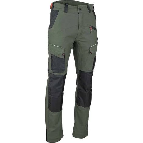 Pantalon stretch taille haute multipoches vert/noir Memory - LMA - Couleur Vert/Noir - Taille Vêtement 48