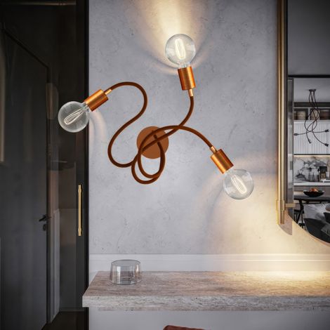 Flex 60 lampada da parete o soffitto snodabile a luce diffusa con lampadina LED G95  Senza lampadina - Rame satinato - Matter ON/OFF