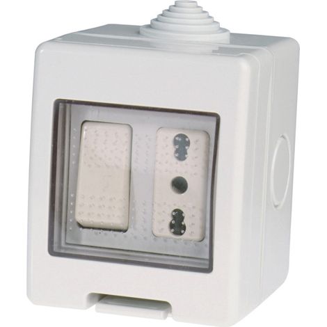 DEVIATORE 10A + PRESA BIVALENTE 10/16A PARETE IP5