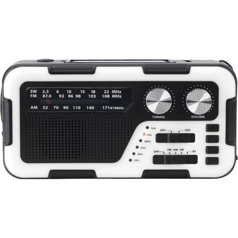 Radio d'urgence solaire portable , 2000 mAh, blanche
