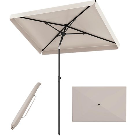 COSTWAY Ombrellone Giardino Balcone Esterno Rettangolare Inclinazione Regolabile Con Borsa Trasporto Pieghevole Patio Spiaggia Anti Uv Antivento Terrazzo Anti (1/5)