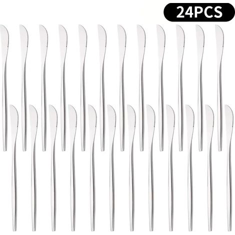 (24 pièces argentées) Couteau à steak portugais en acier inoxydable, ensemble de couverts occidentaux (1/5)