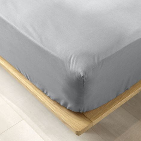 Drap housse 1 personne 90 x 190 cm coton bio 57 fils biolina Gris