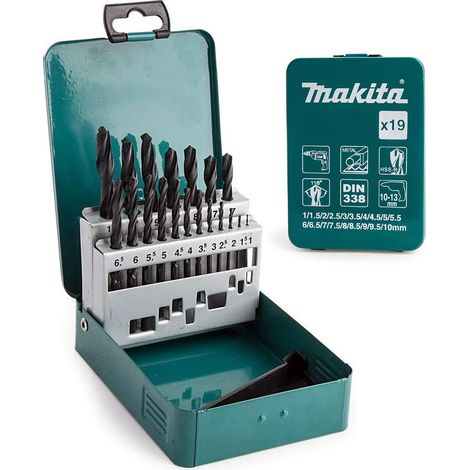 Makita D-54081 HSS Ground Point Set, Multi-Colour 19 Piece 1.5 - 6.5mm + Metal