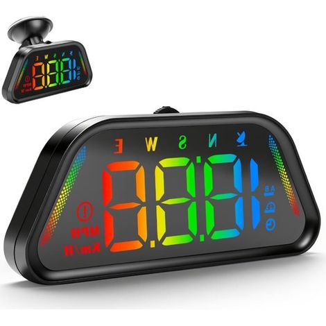 Digitales Head-Up-Display für Autos, einstellbarer LED-Tachometer mit Überdrehzahlalarm und GPS-Funktion für verschiedene Fahrzeuge (1/5)