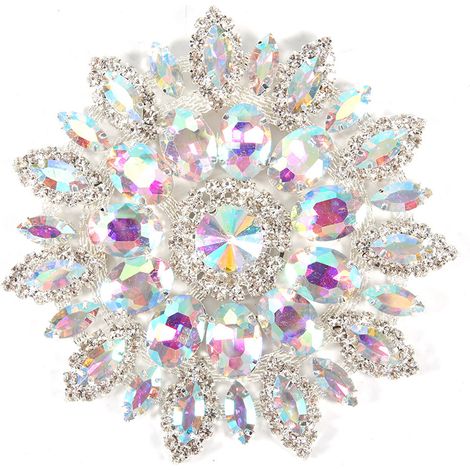 Accessori decorativi in cristallo con strass per gioielli e abbigliamento fai da te, base argento colore AB (1/5)
