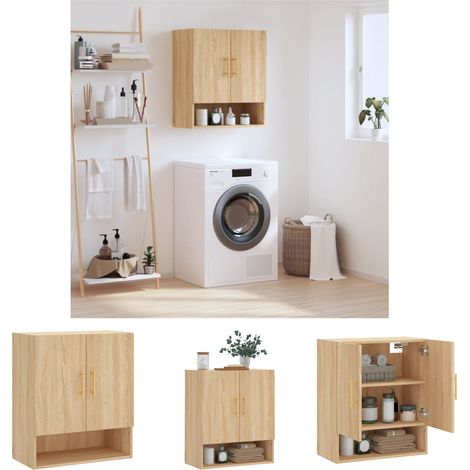 Wandmontage - vidaXL Wandschrank Sonoma-Eiche 60x31x70 cm Holzwerkstoff - Stauraum (1/5)