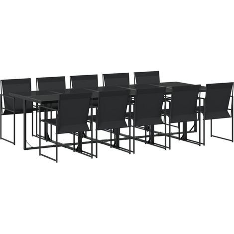 Maison Exclusive - 11-tlg. Garten-Essgruppe Schwarz Textilene