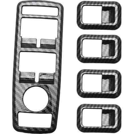 5 pièces Cadre de garniture de bouton en fibre de carbone pour voiture -- (1/5)