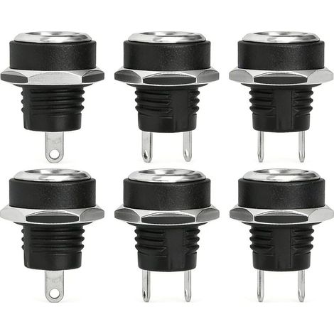 Lot de 6 Connecteurs DC Femelle 5.5mm x 2.1mm, Prise d'alimentation 12V à Souder pour Montage sur Panneau, Idéal pour Projets Électroniques, Caméra de Surveillance et Bricolage DIY (1/5)