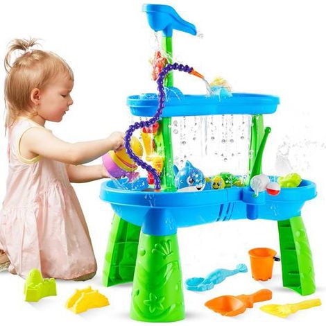 1 ensemble. Couleur : Bleu. Matériau : Plastique. Pompe et câble d'alimentation pour table d'eau - Table d'eau amusante pour les enfants en été.