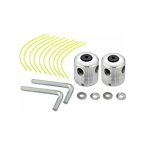 Lot de 2 têtes de débroussailleuse universelles en aluminium Double tête de ligne en nylon Bobine de ligne Accessoire de débroussailleuse (1/5)