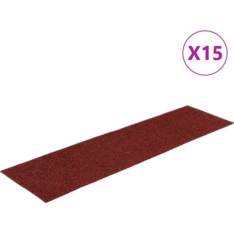 Maison Exclusive - Tapis d'escalier autocollants 15 pièces 76 x 20 cm Rouge bordeaux Rectangulaire (1/5)