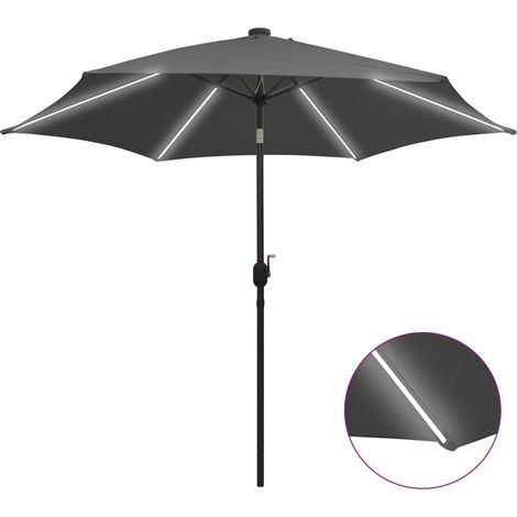 Sonnenschirm mit LED-Beleuchtung und Alu-Mast 300 cm Anthrazit