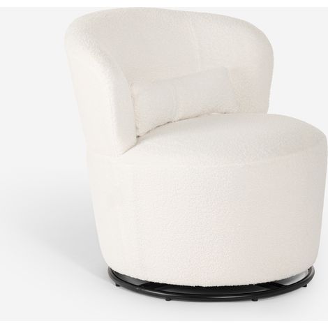 Poltroncina moderna girevole da salotto in tessuto bouclè Yammy - Bianco
