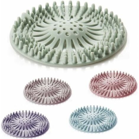 5 Pieces Shower Drain Covers, Silicone Shower Hair Catcher, Hair Stopper Drain Filter with Suction Cup for Kitchen Bathroom (1/5)