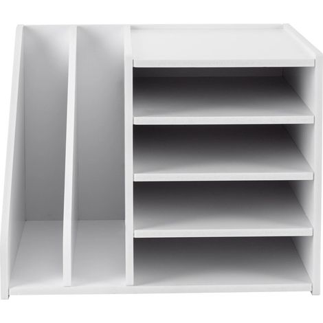 Organiseur de dossiers à 6 niveaux en PVC avec grand espace de rangement, Organiseur de bureau, organisateur de porte-dossiers, 39 x 31 x 30 cm pour maison, bureau (1/5)