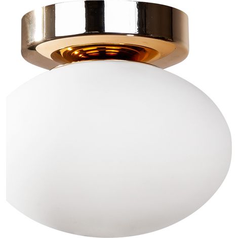 Plafonnier ovale verre blanc/or Zuma Line OMI G9 15cm (1/2)