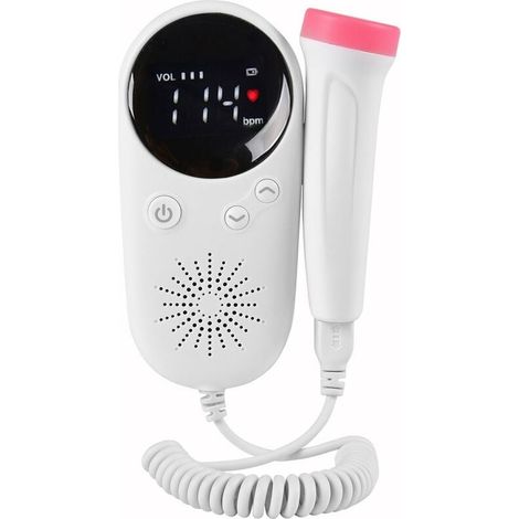 Moniteur cardiaque fœtal Doppler – Affichage LCD – Sonde haute sensibilité – Fonction réglage volume – Écouteur 3,5 mm (1/5)