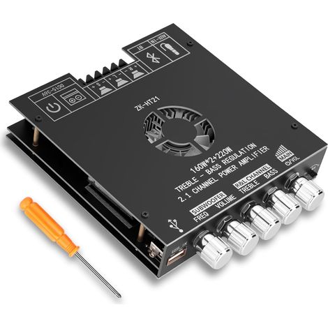 ZK-HT21 Bluetooth Amplifier 2.1 Channel 160W x 2+220W Subwoofer, Mini Stereo Audio Amplifier Module with BT/USB/AUX Input, Chip TDA7498E, DC 15-36V for Home Theater and Living Room (1/5)