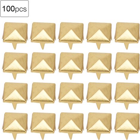 100 lots de rivets de 9 mm pour vêtements, chaussures, sacs et accessoires : rivets carrés en cuivre multi-spécifications, perles carrées à quatre griffes, rivets carrés décoratifs en cuir, rivets en 