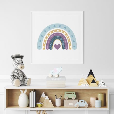 Poster / Affiche carrée Enfants - Arc-en-ciel Coeur - 50x50 cm (1/3)