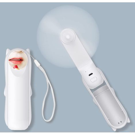 Ventilateur électrique portable rechargeable par USB, mini ventilateur portable 3 en 1, petit ventilateur de poche, idéal pour les voyages en extérieur (blanc pur, 1 pièce) (1/5)