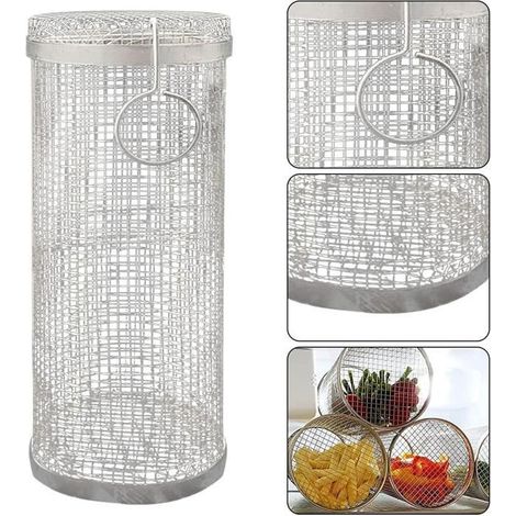 Grille de Barbecue, Grille de Barbecue Ronde Universelle en Acier Inoxydable, Grille de Barbecue, Panier de grillades(2Pcs, (1/4)