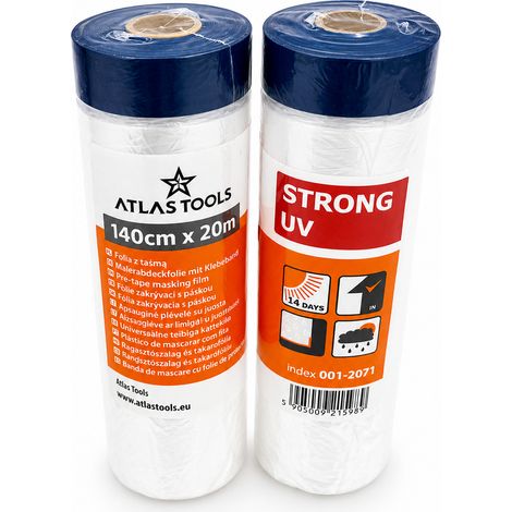 Nastro adesivo mascherante Atlas Tools con copertura intelligente, resistente nastro adesivo UV in HDPE, 140 cm/20 m