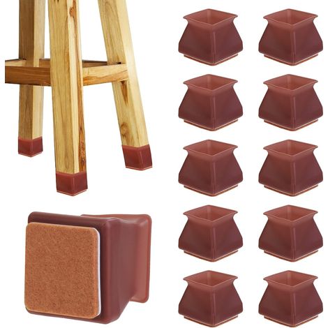 (Squares) 32 Pcs Round Silicone Chair Leg Covers with Felt Pads to Prevent Scratches on Chair Legs 30-45mm (1/5)
