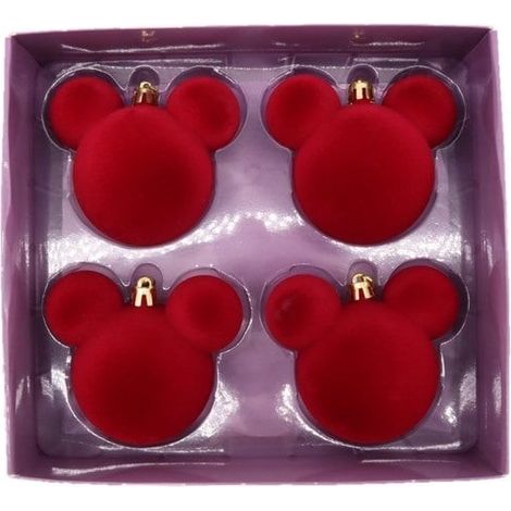DISNEY Decorazione Scatola Palline Orecchie Di Topolino In Velluto 4 Pezzi