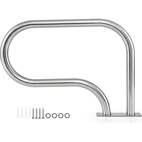 COSTWAY Rampe Piscine en Acier Inoxydable 304, Charge 250 kg, Main Courante Piscine, Plaque de Base, Accessoires Incluses, Barre d'Appui de Sécurité pour Spa, Parc Aquatique (83 x 57 cm,1) (1/5)