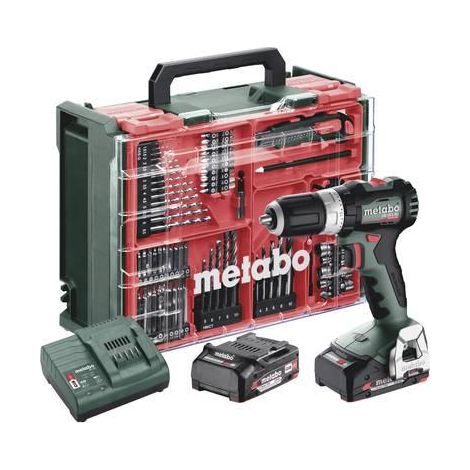 Metabo Herramientas - Taladro AKU 18V con atornillador de impacto y accesorios, 2x batería 2,0 Ah Li-Power, cargador 613157710