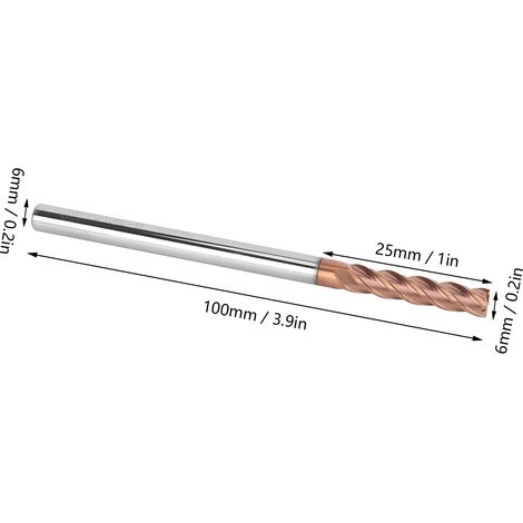 Fraise en carbure de tungstène, fraise en aluminium à 4 dents, fraise en alliage de carbure de tungstène, outil de coupe CNC, fraise CNC 6D35100L4F (1/5)
