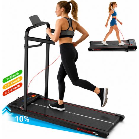 Tapis de Course avec Accoudoirs Amovibles CITYSPORTS WP6FK - Tapis de Marche Sous Bureau, Moteur 440W, 6 km/h, Inclinaison 3 Niveaux,& Télécommande,Bluetooth (1/5)