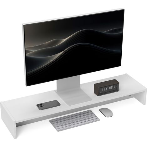 Supporto per Monitor 3 Vani 100x27x15 cm in Legno Bianco (1/5)