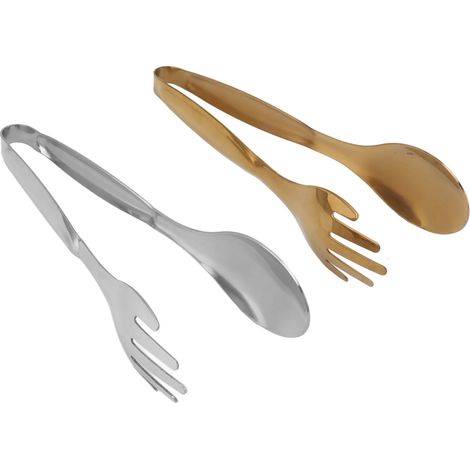 Löffel, Gabeln, Zangen, kleine Servierzangen aus Edelstahl, Speisezangen, Salatzangen für Gebäck, Buffet- und Küchenzubehör (1/5)