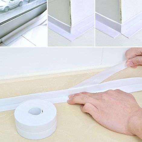 CPSARKV 3 rollos de sellos adhesivos para cocina y baño Grosor 3,8 cm Longitud 3,2 m Blanco (1/4)