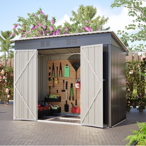 Casetta da giardino in metallo 242x126x182 cm OKMYHOME (1/5)
